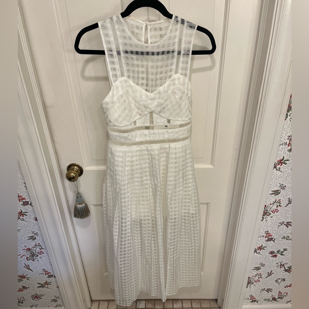 Self-Portrait White Midi Dress (size 4)
